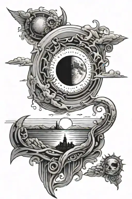 Loss And Moon Sun Setting