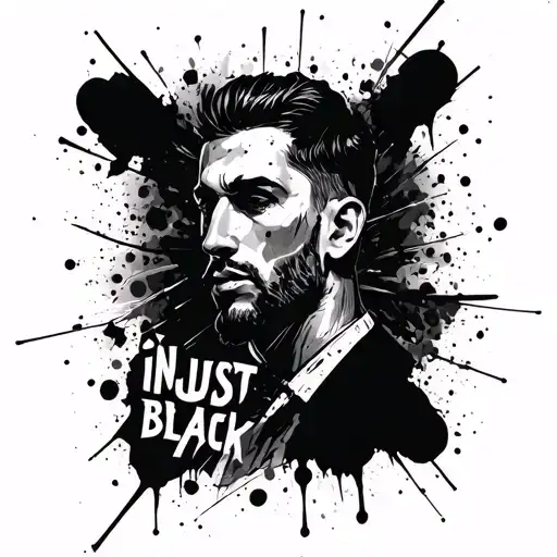 Suggest Blackwork Trash Polka Tattoo On A Man's Forearm With The Word Injust