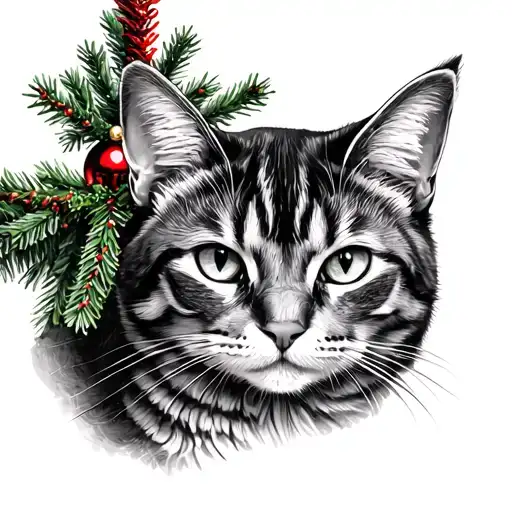 Cat Under Christmas Tree