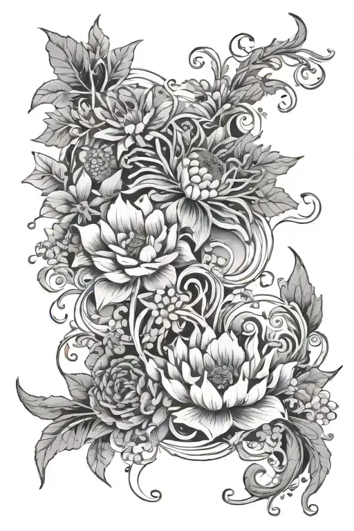 Ocean And Flowers Surrounding