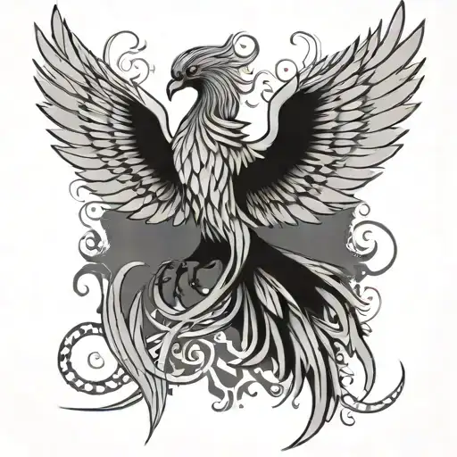 Just A Phoenix Wing In Black And White