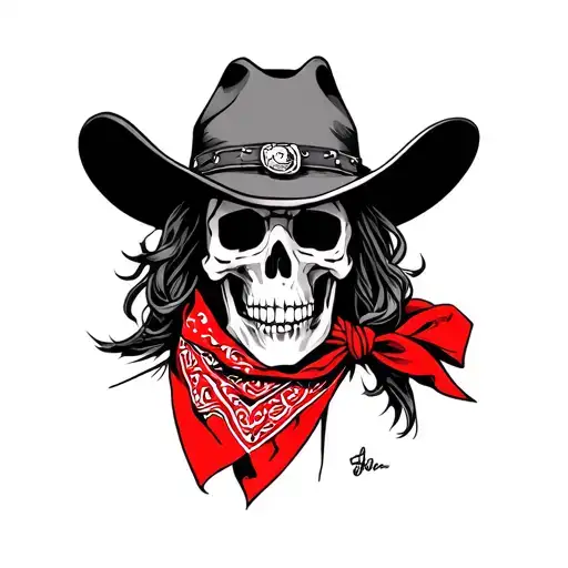Skeleton Cowboy With A Red Bandanna