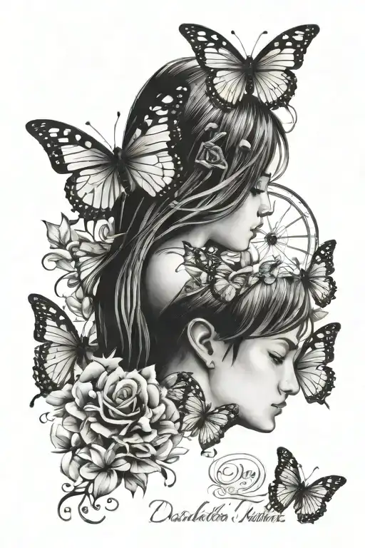 Daughter Name With Time Butterflies And Father