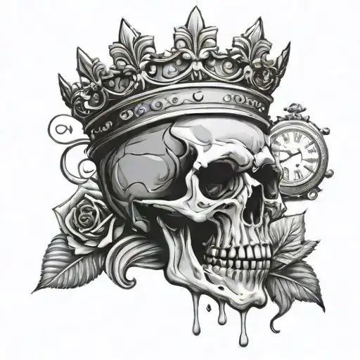 Skull With Crown With Clock