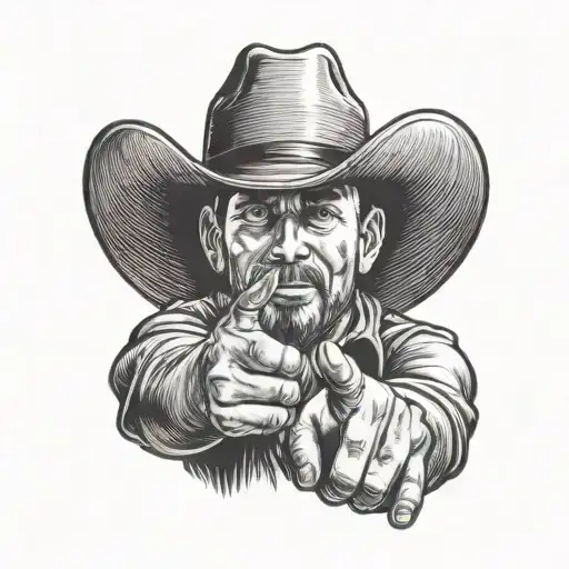 Man With Hands Up Wearing A Cowboy Hat