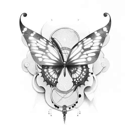 Gothic Butterfly With Music Notes
