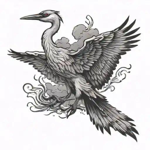 Crane Gracefully Flying Towards