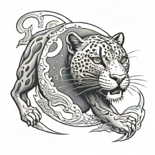 Panther Into A Moon Surrounded