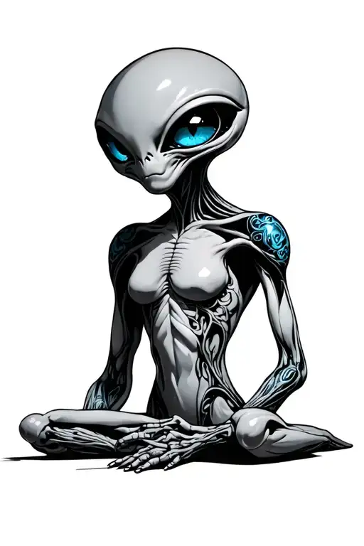 Blue Eyed Full Body Alien With Anal Probe