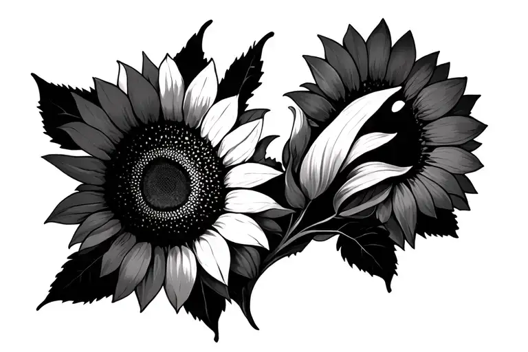 Sunflower On Thigh That Wraps Around The Leg