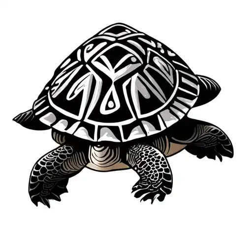Turtle Minimalist Tattoo Design Maori Style