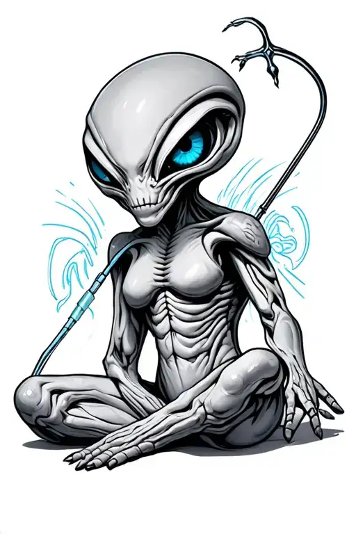 Blue Eyed Full Body Alien With Anal Probe