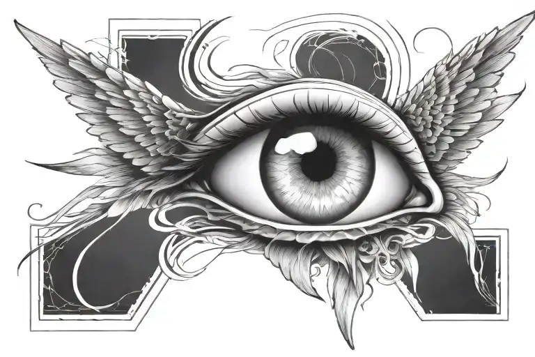 Angel Eye Black Shade Aroun It With Lines Around The Arm