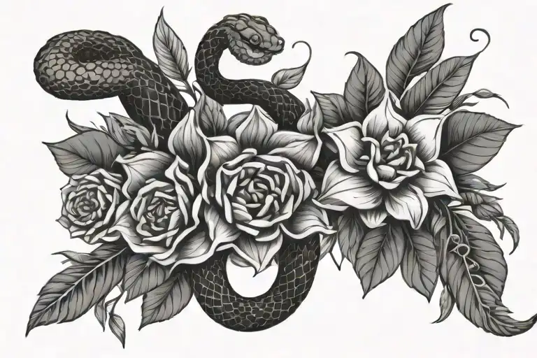 Snake Flower Bouquet Fine Line