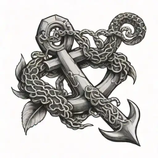 Anchor With A Skuill And A Snake