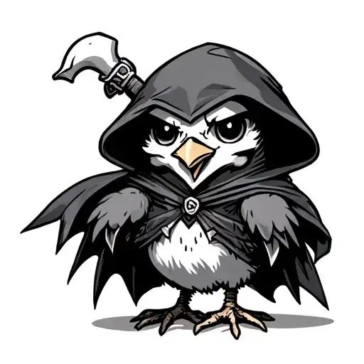 Chibi Chicken Wearing Grim Reaper Costume Minimalist