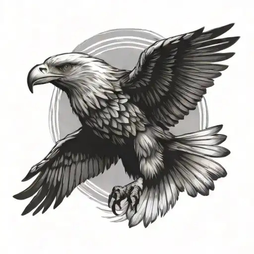 Shaded Eagle With Spread Wings On Chest