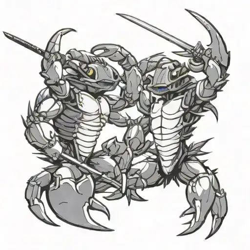 Two Crabs Swordfighting Like Art From Afro Samurai