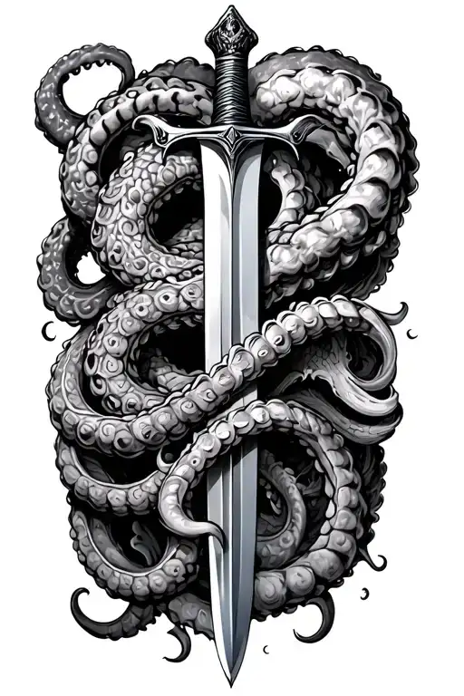 Kraken Tentacles Emerging Wrapped In The Sword