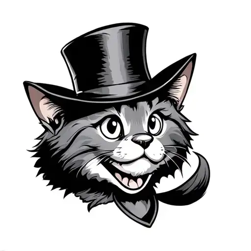 Mickey O'neill Snatch Cat In Top Hat Tattoo Design Cartoon Style