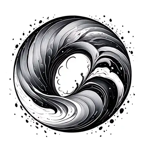 Circle Ying Yang Made Of Waves