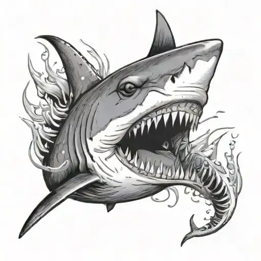 Shark Attacking A Person Who Is Saying I'm Fine Line