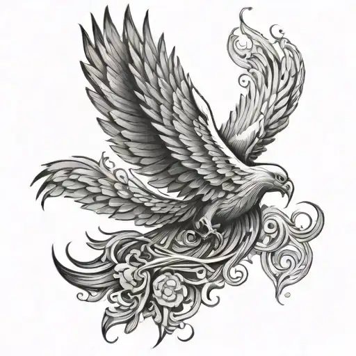 The Wing Of A Phoenix In Black And White