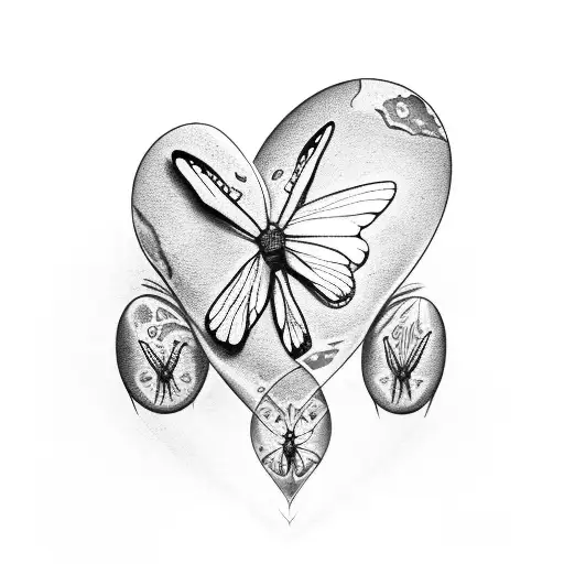 A Mother Butterfly With Her Babies Forming A Heart