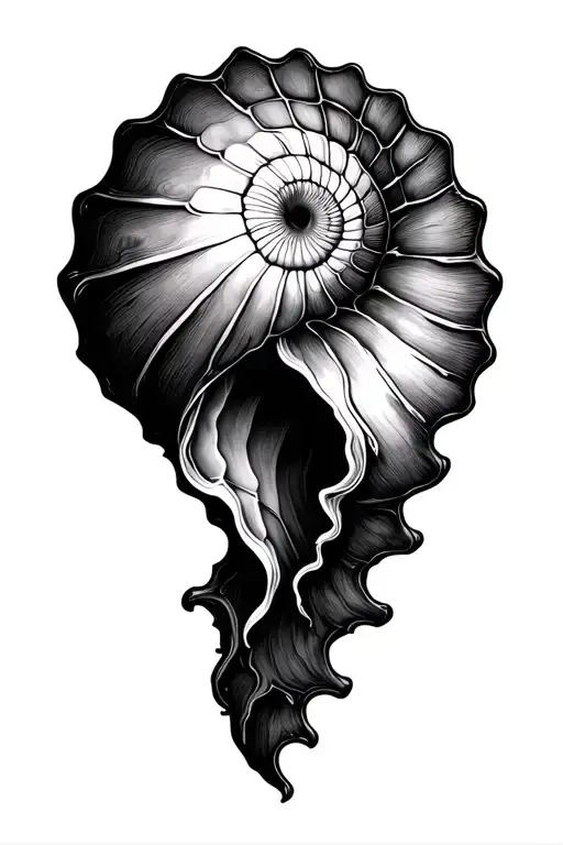 Half Fibanooci Squence Half Conch Shell Abstract Line Art