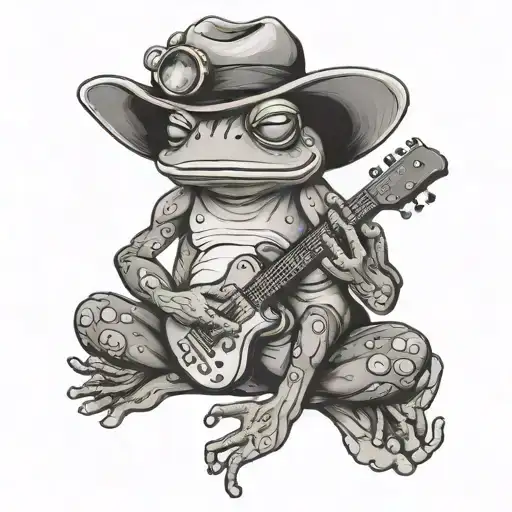 Junkie Frog Smoking And Playing Guitar While Meditating