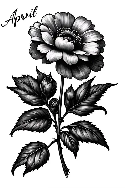 April Birth Flowers With The Name Mom Going Throught Stem