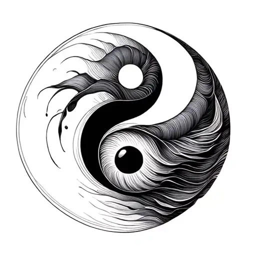 Circle Ying Yang Made Of Waves