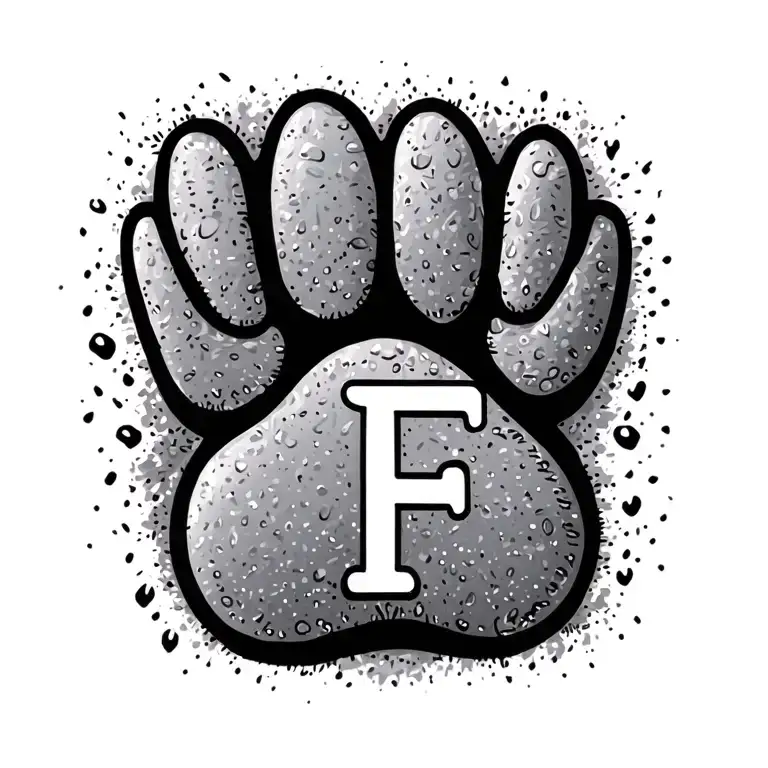 Paw Print With Letter F Small Cute