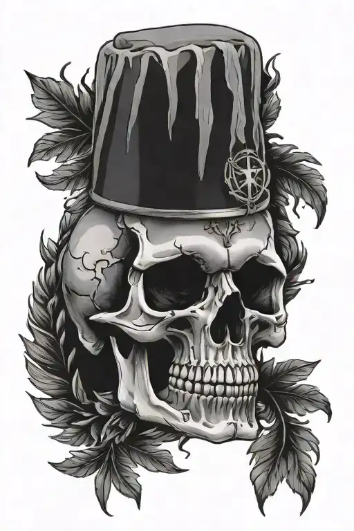 Realistic Skull With A Christian Cross Behind The Head Surrounded With Olympic Wreath Of Victory