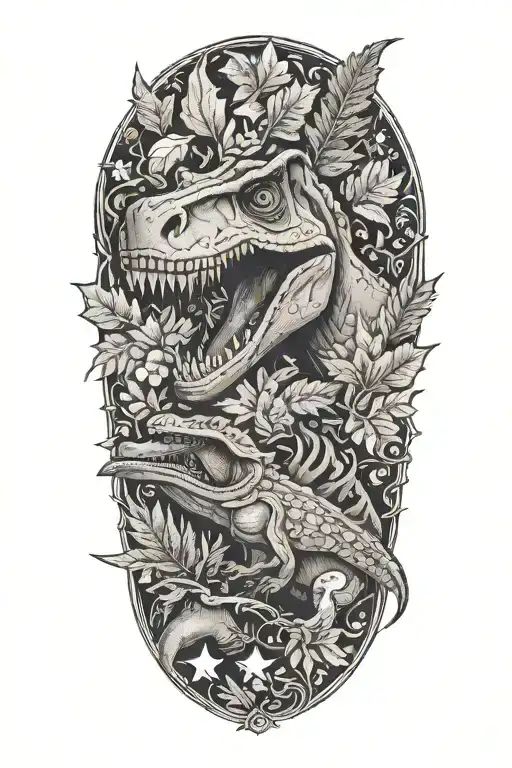 Christmas And Dinosaur And Happy And Leafs And Violence