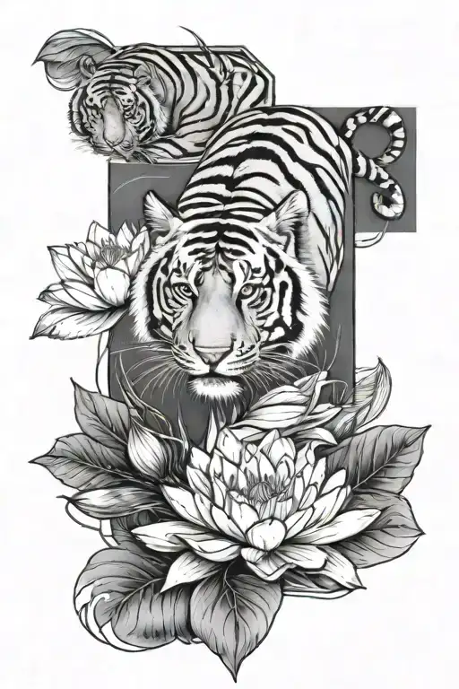 Tiger With Water Lilly's
