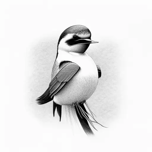 Swallow With Rose In Mouth