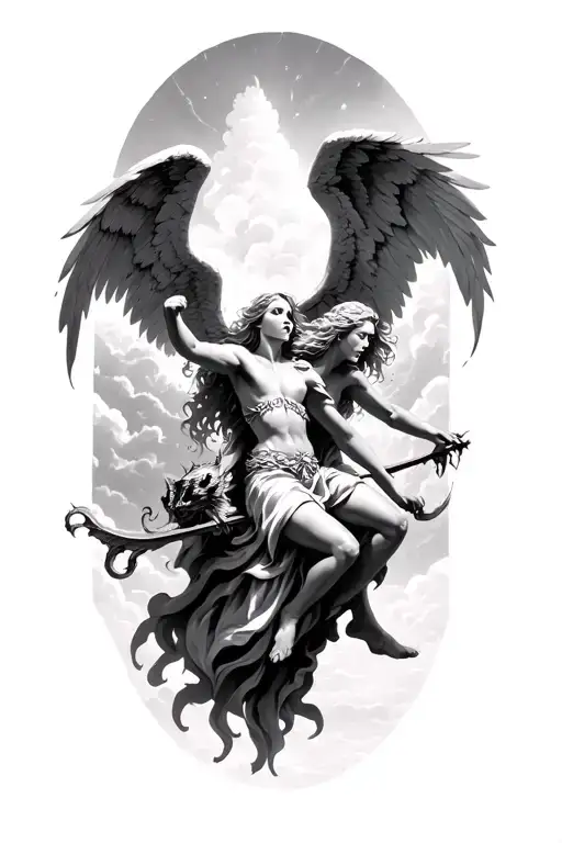 Angels Slaying Demons In The Sky