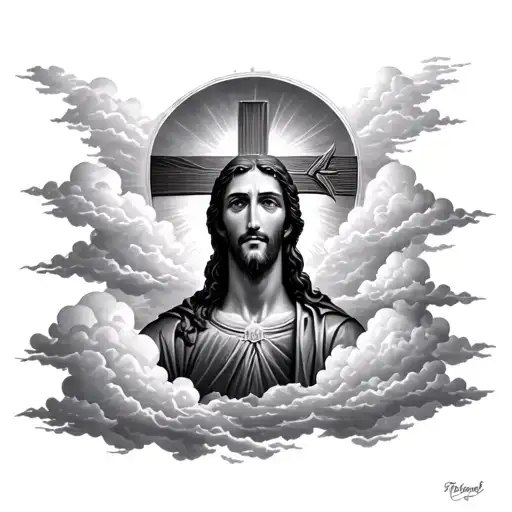 Tattoo For Chest With Clouds And Christian Pictures