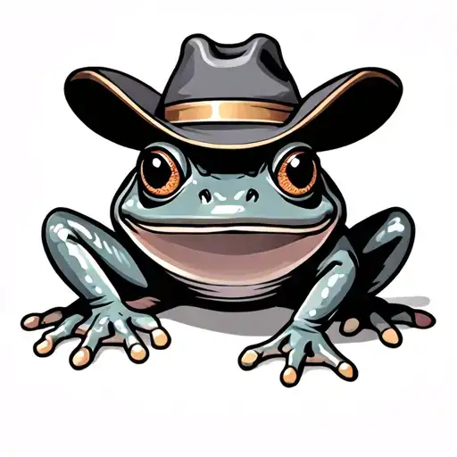 Cute Matching Cartoon Frog With Cowboy Hat