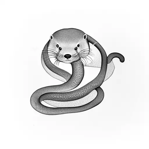 Otter And A Snake Wrapping Around The Arm