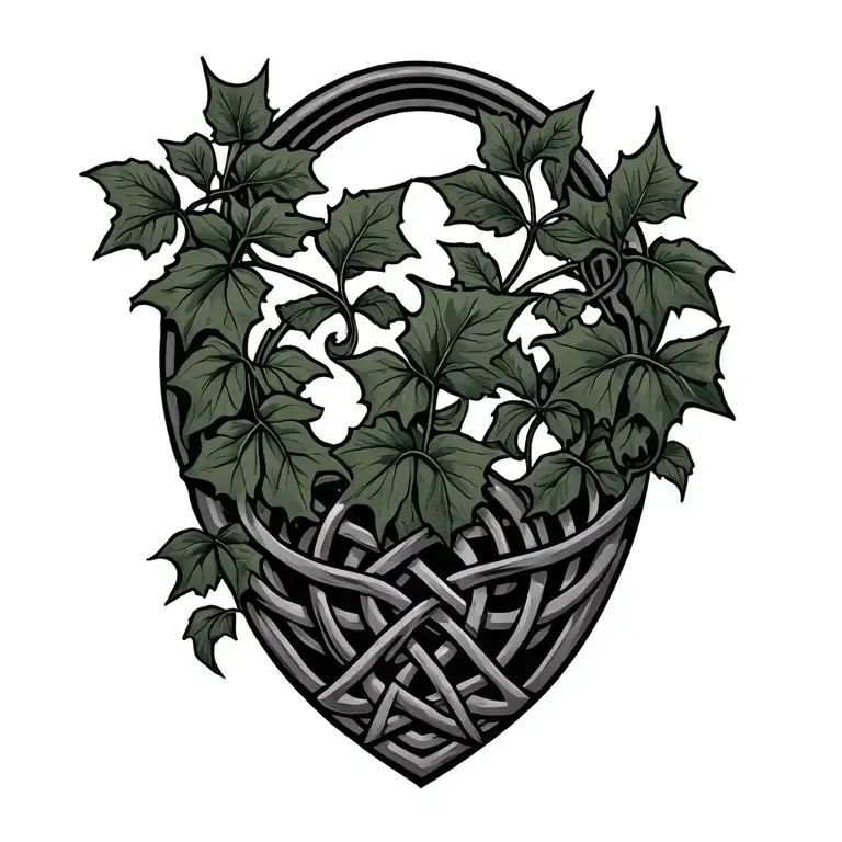 Ivy Plant Growing Around A Celtic