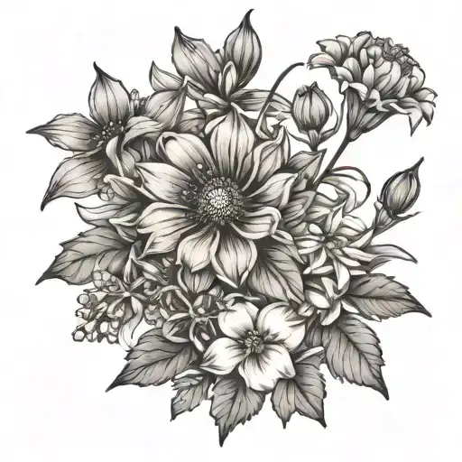 Marigold And Cosmos Flower And Lily Of The Valley And Hawthorn