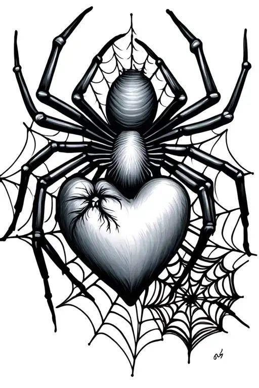 Spider And Webs With Heart