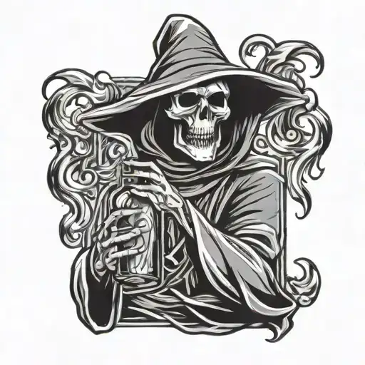 Grim Reaper Alcohol Bottle Smoking