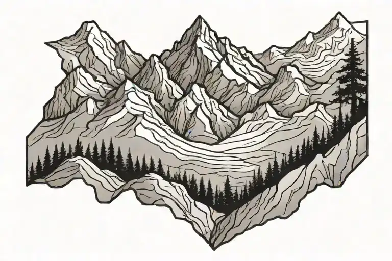 Mountain Ridge Line Outline Simple