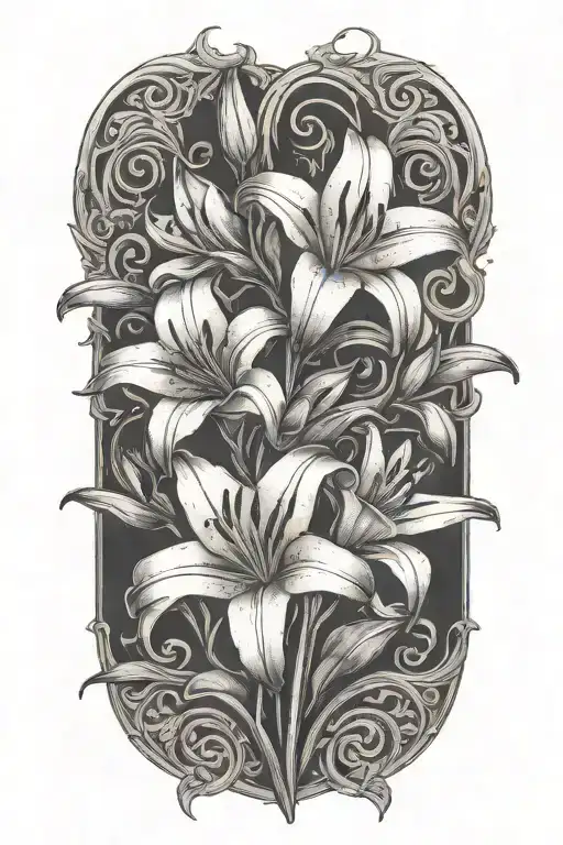 Lilies In A Field Engulfed By Fire Flames Knee