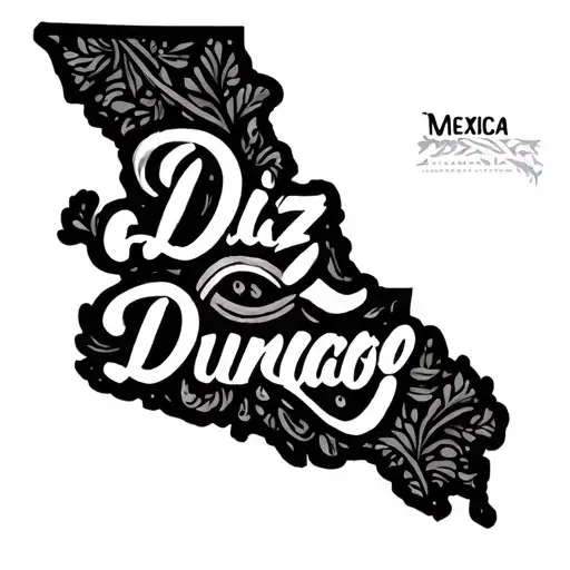 The Mexican State Of Durango Shape Outline With Diaz Word Incorporated