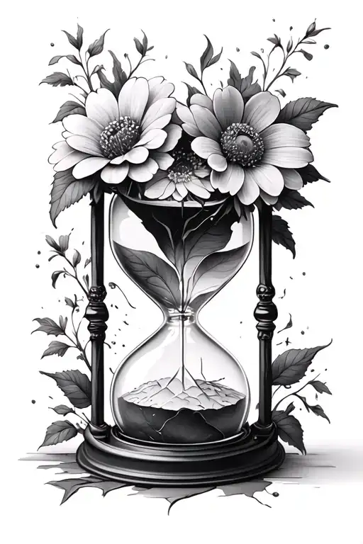 Broken Hour Glass Growing Flowers