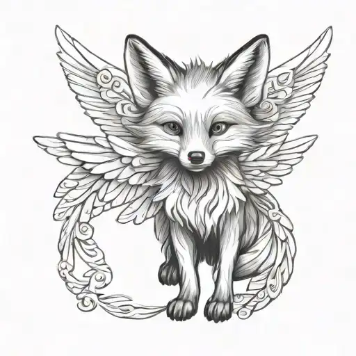 Small Fox With Angel Wings Wrapped